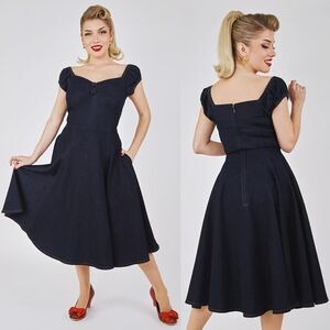 NEW Collectif Dolores Denim Doll Swing Dress UK 22 / US 18